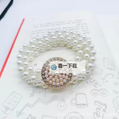 魅力璀璨：珍珠腰链镶钻腰带彰显优雅魅力图1