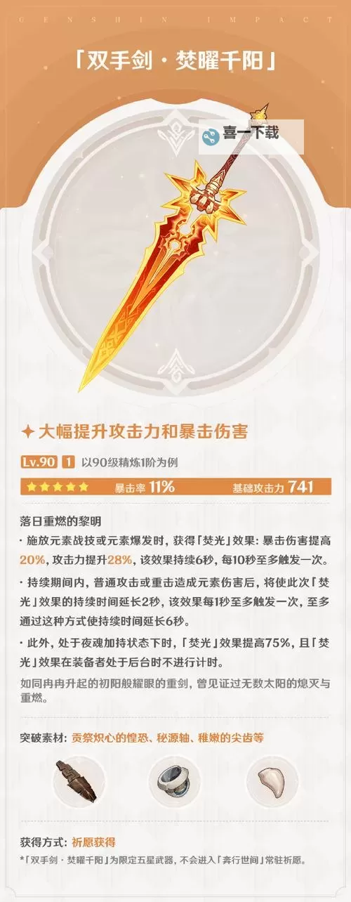 《原神》焚曜千阳突破材料收集攻略 火神玛薇卡专武突破材料点位分享图1