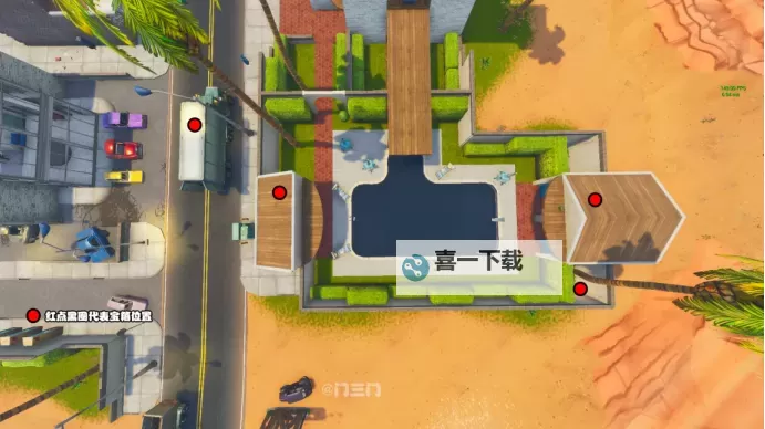 《堡垒之夜》棕榈天堂宝箱位置介绍 资源分布一览图1